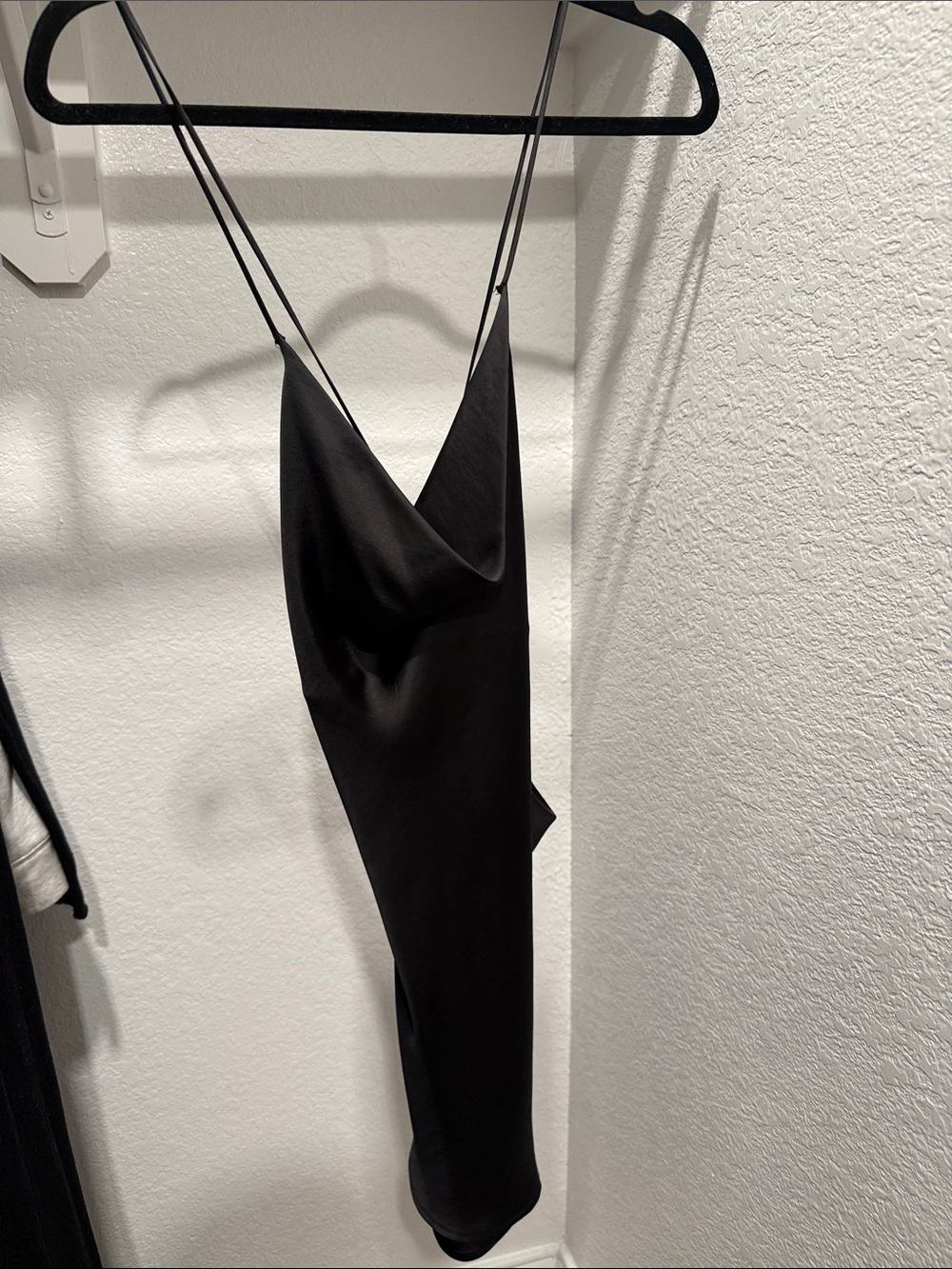 Zara Black Satin Cowl Midi Slip Dress